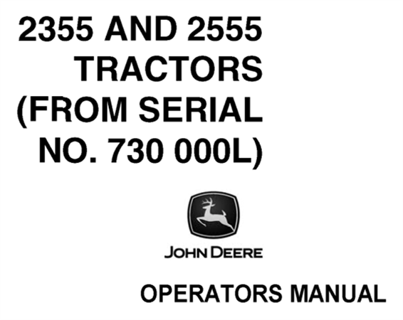 John Deere 2355, 2555 Tractors Operator's Manual