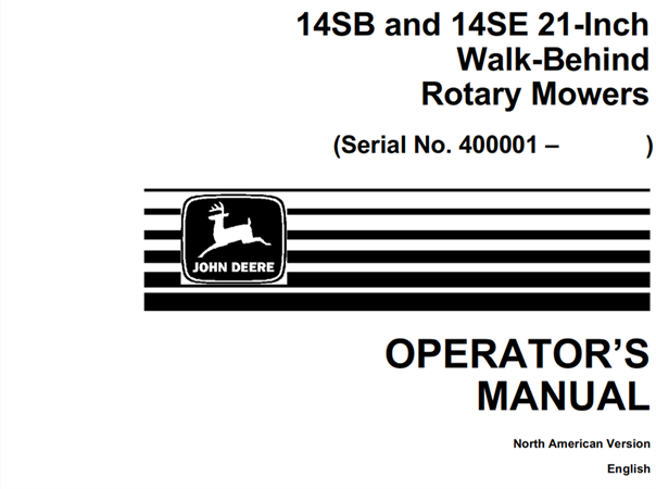 John Deere 14SB, 14SE 21-Inch Walk-Behind Rotary Mowers Operator's Manual