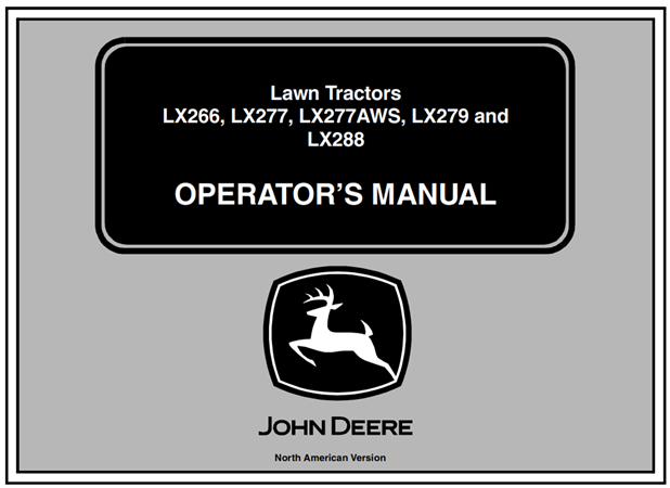 John Deere LX266, LX277, LX277AWS, LX279, LX288 Lawn Tractors