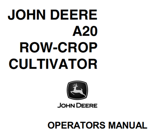 John Deere A20 Row-Crop Cultivator Operator's Manual