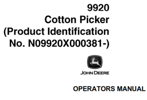 John Deere 9920 Cotton Picker Operator's Manual