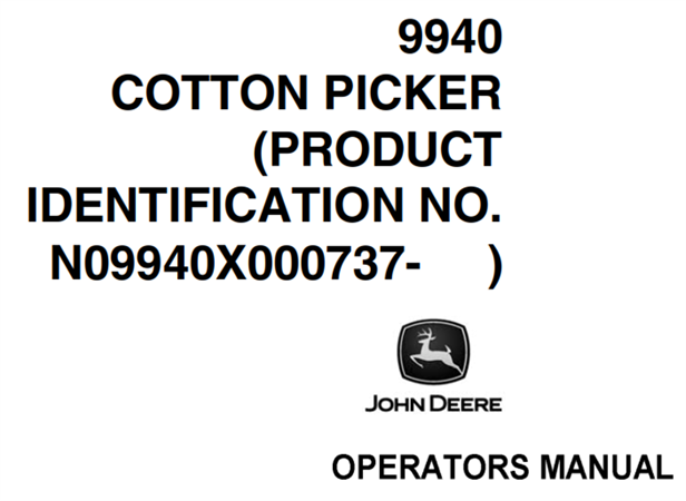 John Deere 9940 Cotton Picker Operator's Manual