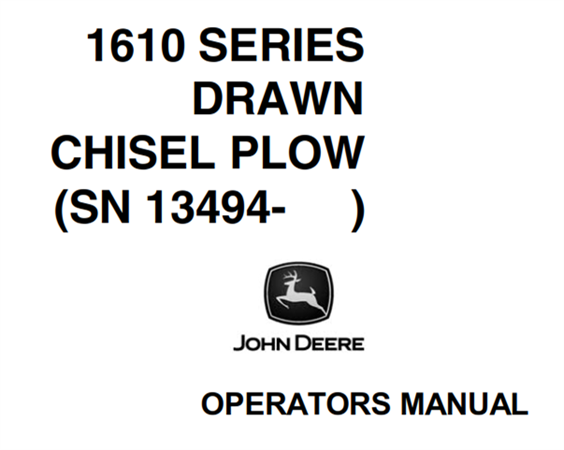 John Deere 1610 Series Drawn Chisel Plow Operator's Manual