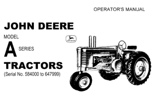 John Deere Model A Series Tractors Operator's Manual