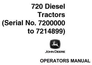 John Deere 720 Diesel Tractors Operator's Manual