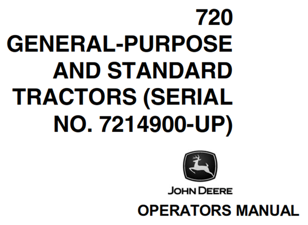 John Deere 720 General-Purpose and Standard Tractors Operator's Manual