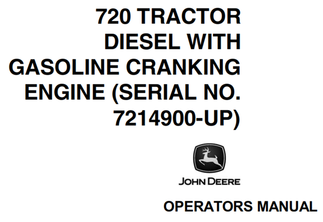 John Deere 720 Tractor Diesel With Gasoline Cranking Engine