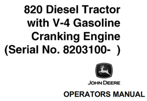 John Deere 820 Diesel Tractor With V-4 Gasoline Cranking Engine