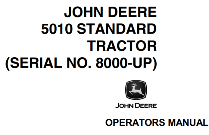 John Deere 5010 Standard Tractor Operator's Manual