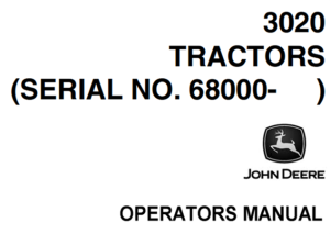 John Deere 3020 Tractors Operator's Manual