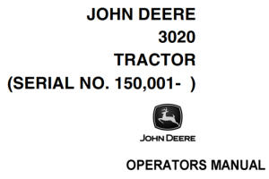 John Deere 3020 Tractor Operator's Manual (Serial No.150001-)