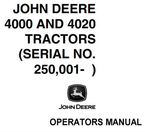 John Deere 4000 & 4020 Tractors Operator's Manual