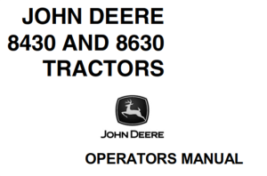 John Deere 8430 & 8630 Tractors Operator's Manual