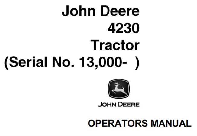 John Deere 4230 Tractor Operator's Manual (Serial No.13000-)