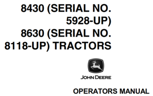 John Deere 8430 & 8630 Tractors Operator's Manual