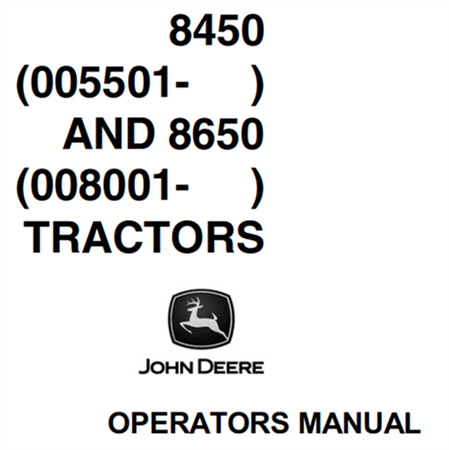 John Deere 8450 & 8650 Tractors Operator's Manual