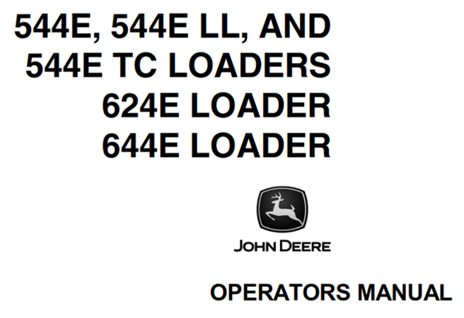 John Deere 544E, 544E LL, 544E TC, 624E, 644E Loaders