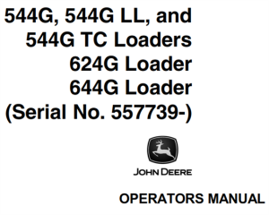 John Deere 544G, 544G LL, 544G TC, 624G, 644G Loaders