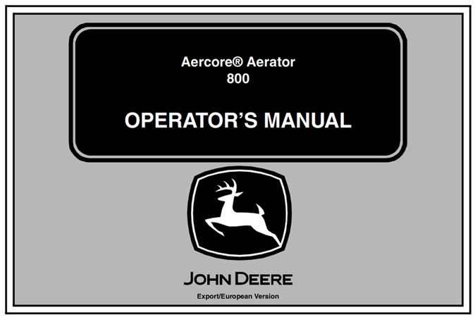 John Deere Aercore Aerator 800 Operator's Manual