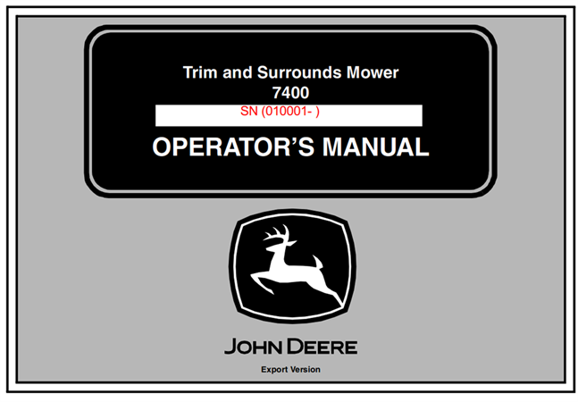 John Deere 7400 Trim and Surrounds Mower Operator's Manual