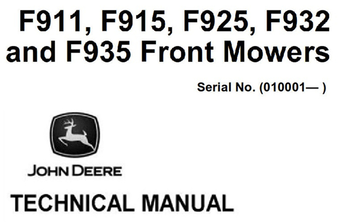 John Deere F911, F915, F925, F932, F935 Front Mowers Technical Manual