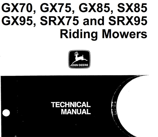 John Deere GX70, GX75, GX85, SX85, GX95, SRX75, SRX95 Riding Mowers