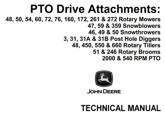 John Deere PTO Drive Attachments Technical Manual