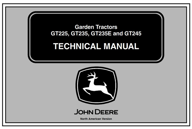 John Deere GT225, GT235, GT235E, GT245 Garden Tractors