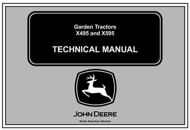 John Deere X495 & X595 Garden Tractors Technical Manual