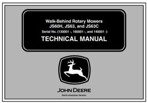 John Deere JS60H, JS63, JS63C Walk-Behind Rotary Mowers Technical Manual