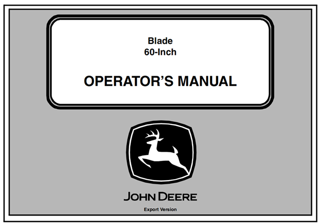 John Deere 60-Inch Blade Operator's Manual (Export Version)