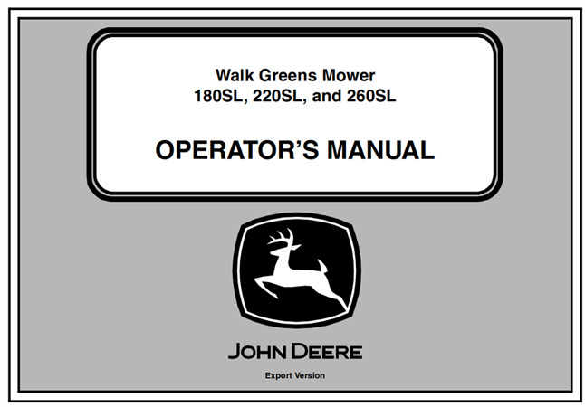 John Deere 180SL, 220SL, 260SL Walk Greens Mower