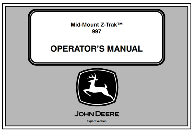 John Deere Mid-Mount Z-Trak 997 Diesel Operator's Manual