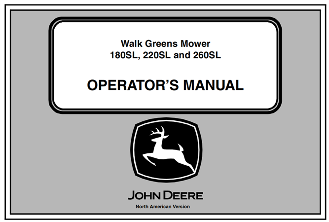 John Deere 180SL, 220SL, 260SL Walk Greens Mower