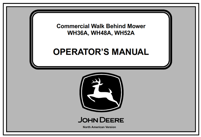 John Deere WH36A, WH48A, WH52A Commercial Walk Behind Mower