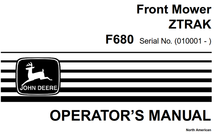 John Deere F680 Z-Trak Front Mower Operator's Manual