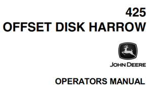 John Deere 425 Offset Disk Harrow Operator's Manual