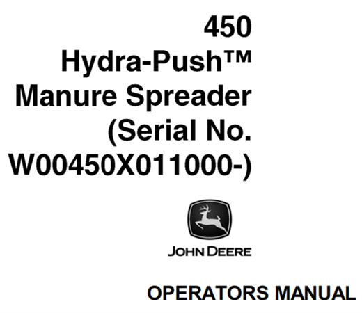 John Deere 450 Hydra-Push Manure Spreader Operator's Manual