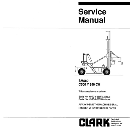 Clark C500 Y 950 Container Handler Truck Service Repair Manual