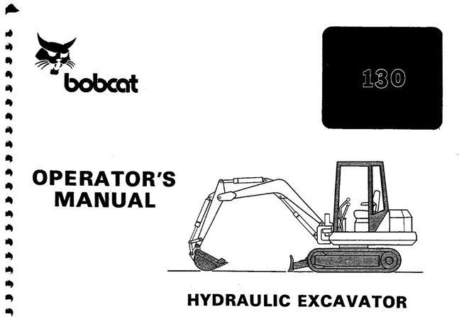 Bobcat 130 Hydraulic Excavator Operator's Manual