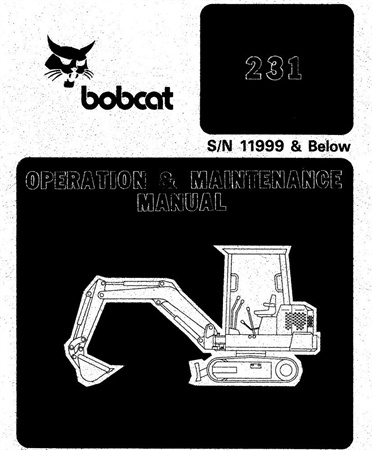 Bobcat 231 Hydraulic Excavator Operation & Maintenance Manual