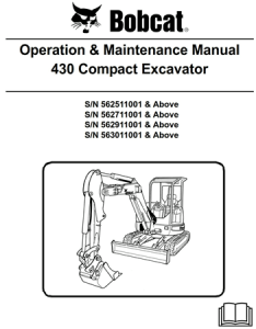 Bobcat 430 Compact Excavator Operation & Maintenance Manual