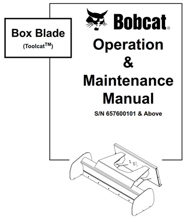 Bobcat Box Blade (Toolcat) Operation & Maintenance Manual