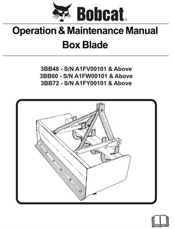 Bobcat 3BB48, 3BB60, 3BB72 Box Blade Operation & Maintenance Manual