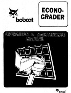 Bobcat Econo-Grader Operation & Maintenance Manual