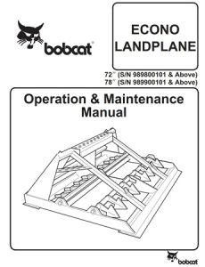 Bobcat ECONO LANDPLANE Operation & Maintenance Manual