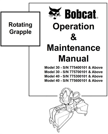 Bobcat Rotating Grapple Operation & Maintenance Manual