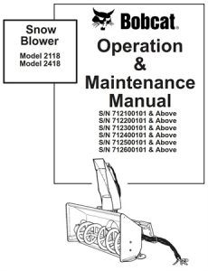 Bobcat Snow Blower Model 2118, Model 2418