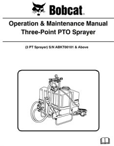 Bobcat Three-Point PTO Sprayer Operation & Maintenance Manual