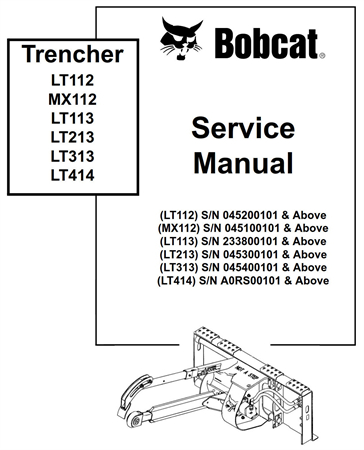 Bobcat Trencher LT112, MX112, LT113, LT213, LT313, LT414